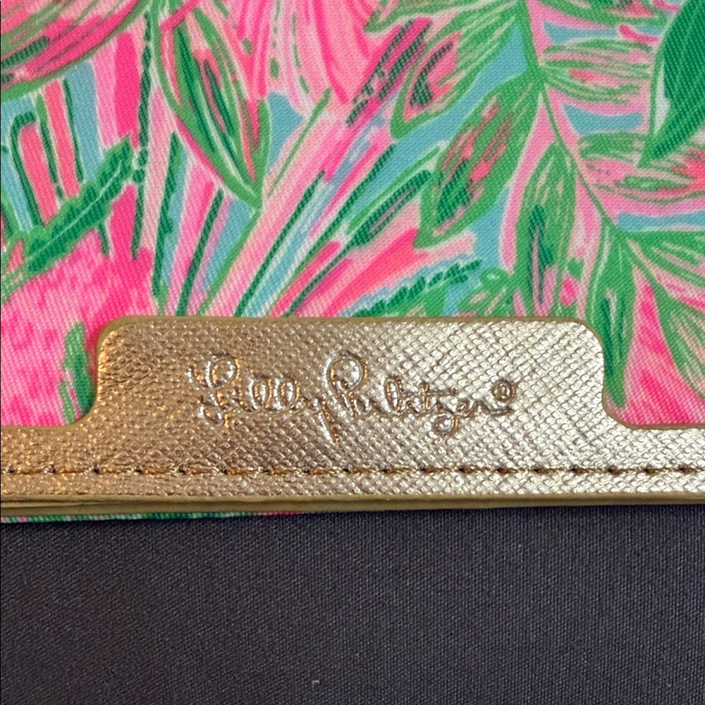 Lilly Pulitzer Pink and Green Wristlet with Gold Accents, Delta Zeta Colors - Picture 3 of 8